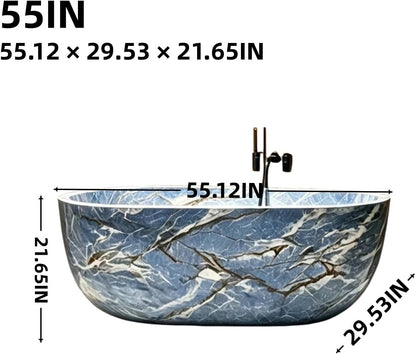 Aihm-Lon Freestanding Bathtubs - Modern Bathtub with Blue Marble Finish