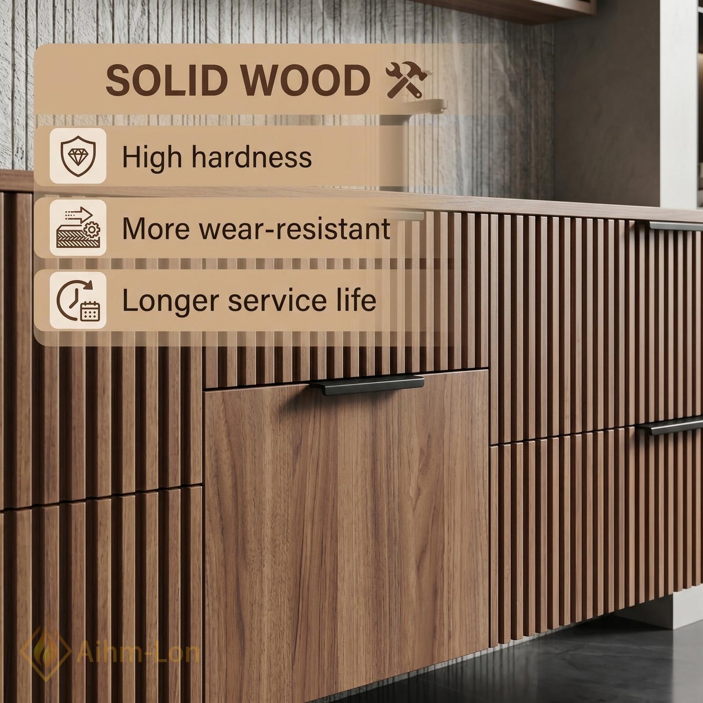 70''-96'' Modern Double Bathroom Vanity with Sink Floating Slatted Doors Warm Walnut