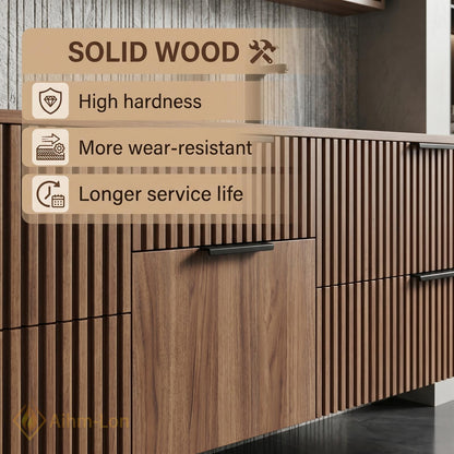 70''-96'' Modern Double Bathroom Vanity with Sink Floating Slatted Doors Warm Walnut