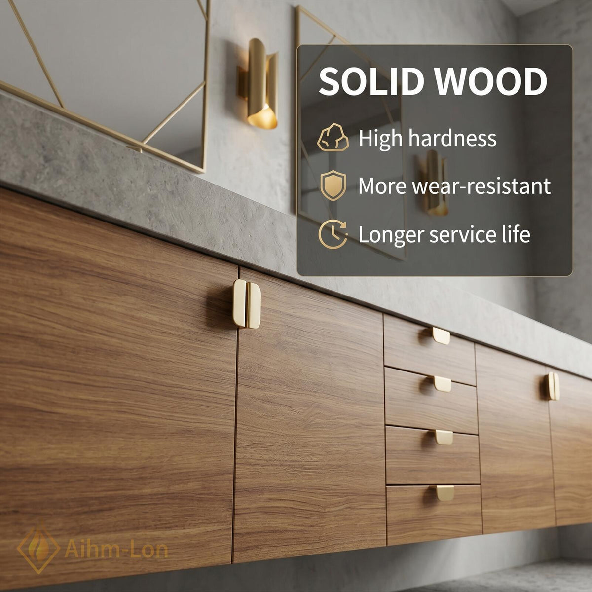 60''-96'' Double Bathroom Vanity with Sink Floating Grey Stone-Effect Wood Grain Cabinetry