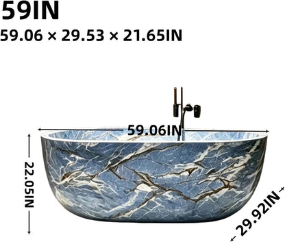 Aihm-Lon Freestanding Bathtubs - Modern Bathtub with Blue Marble Finish