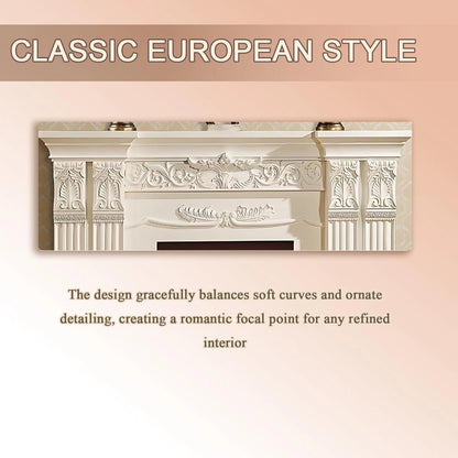 Aihm-Lon Exquisite Electric Fireplace with White Carved Details 59”-73”