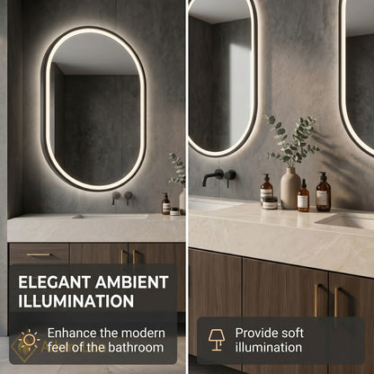 60''-96'' Double Bathroom Vanity with Sink Floating Basin Design Backlit Mirrors Veneer