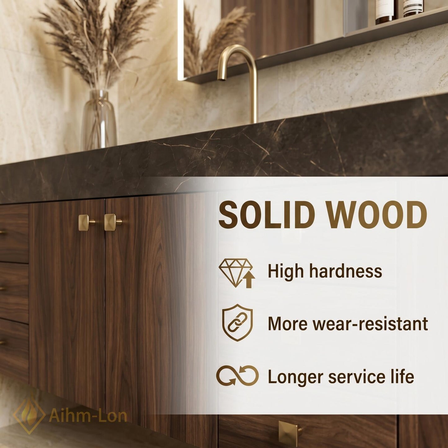 72''-96'' Double Bathroom Vanity with Sink Dark Modern Floating Stone-Top Top