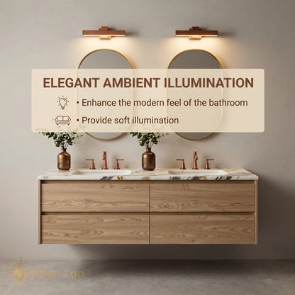 60''-96'' Modern Bathroom Vanity with Sink Floating Wood Grain White Marble Gold Mirror
