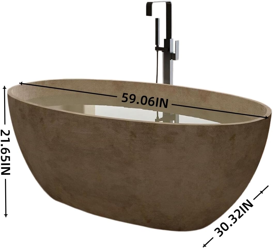 Aihm-Lon Freestanding Bathtubs - Modern Bathtub with Natural Beige Finish