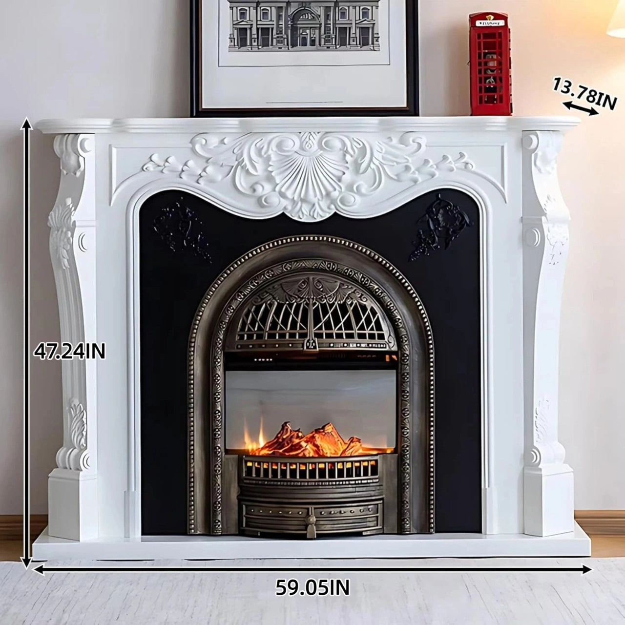 Aihm-Lon Elegant Electric Fireplace Includes Curved Design Lines 43”-59”
