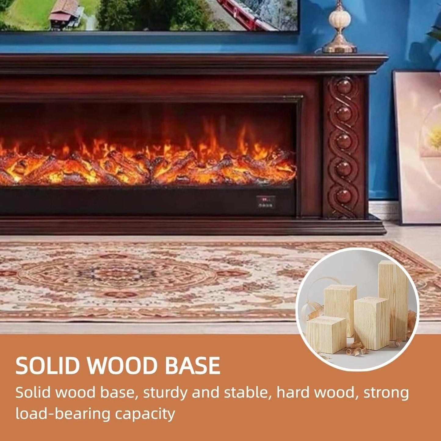 Aihm-Lon Vintage Electric Fireplace with Twisted Rope Pattern 79”