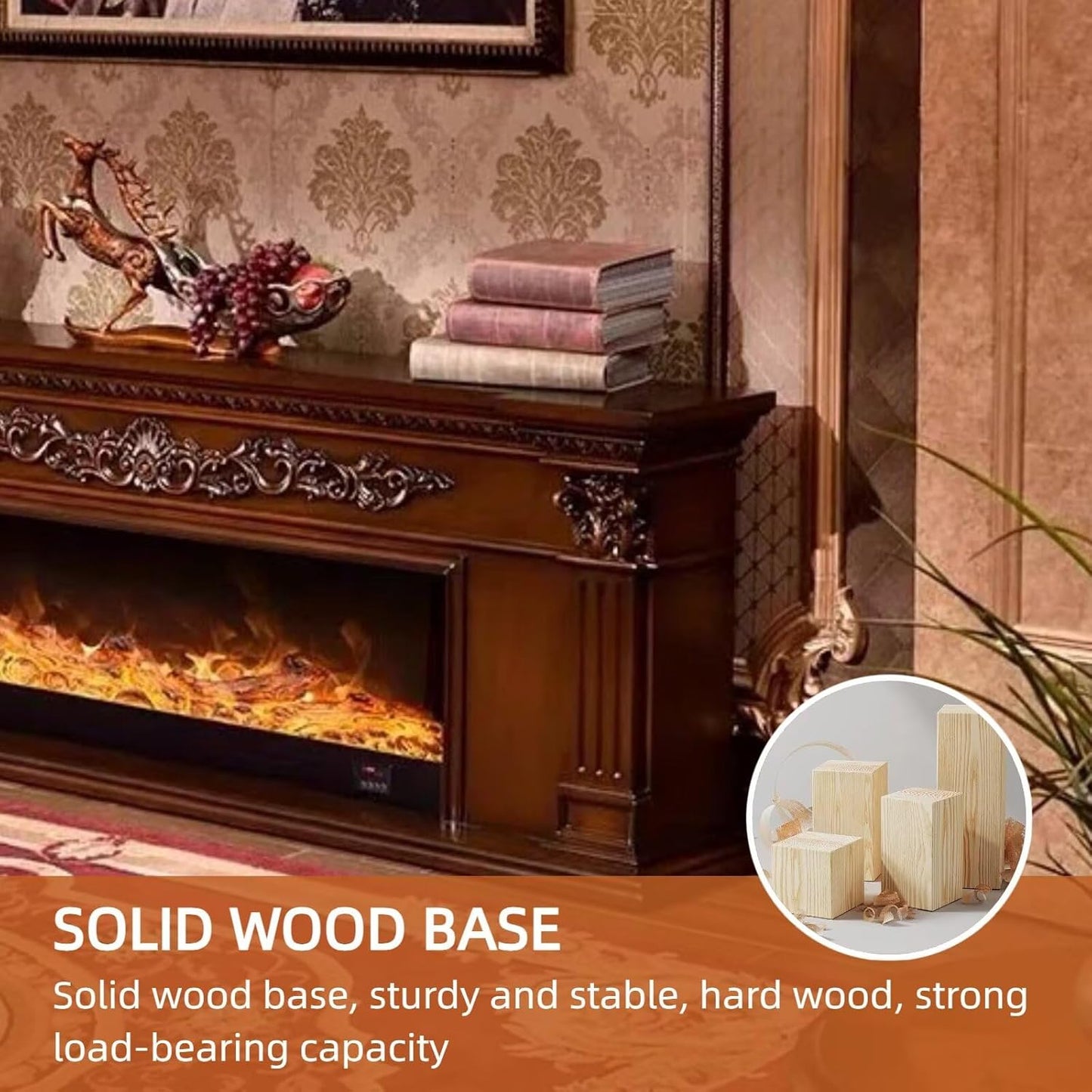 Aihm-Lon White Electric Fireplace with Decorative Flame 79”