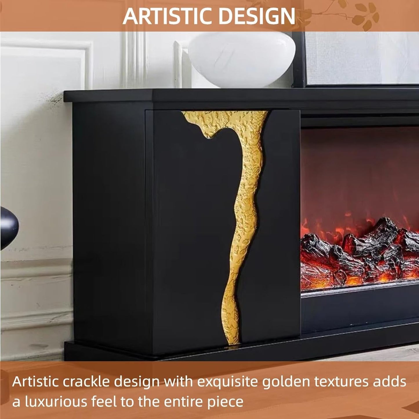Aihm-Lon Freestanding Electric Fireplace Artistic Crack Design 79”