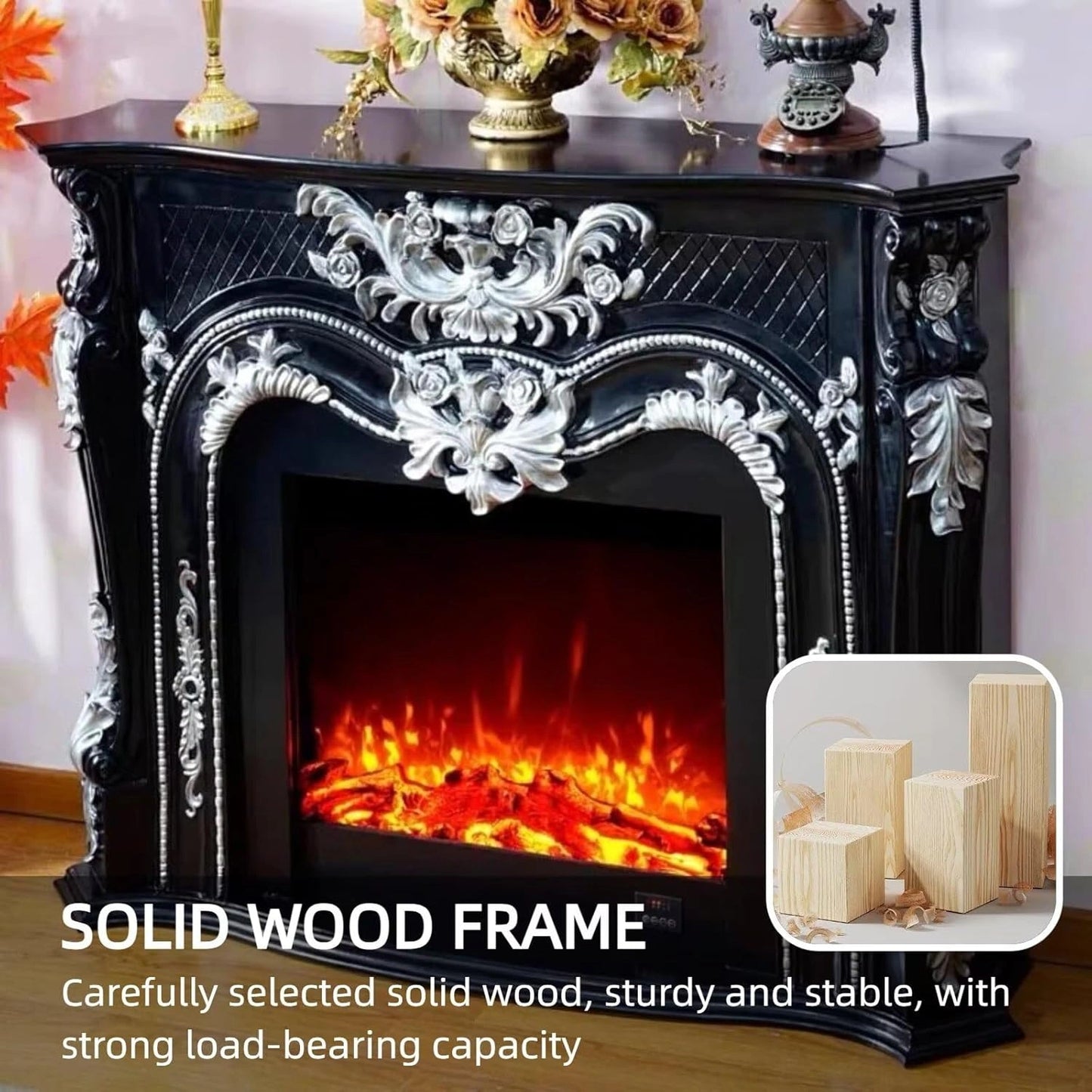 Aihm-Lon Retro Electric Fireplace Includes White European Faux Bricks 59”