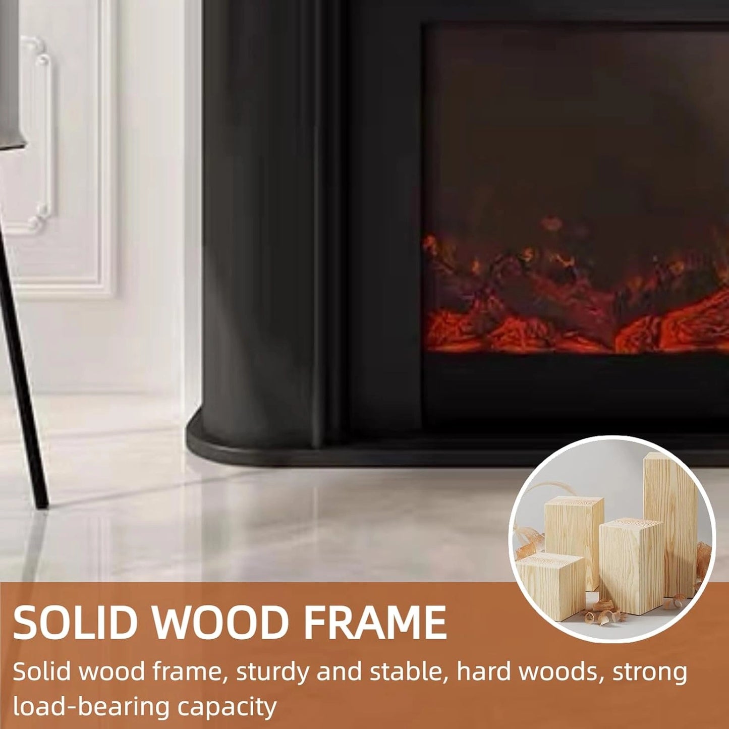 Aihm-Lon Modern Electric Fireplace Curved Corner and Simple Countertop 47”-79”