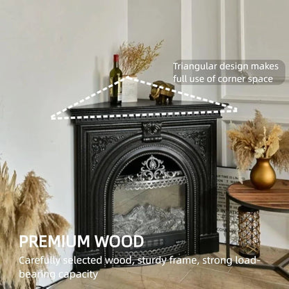 Aihm-Lon Corner Electric Fireplace with Triangular Cabinet and Modern Carving 39”