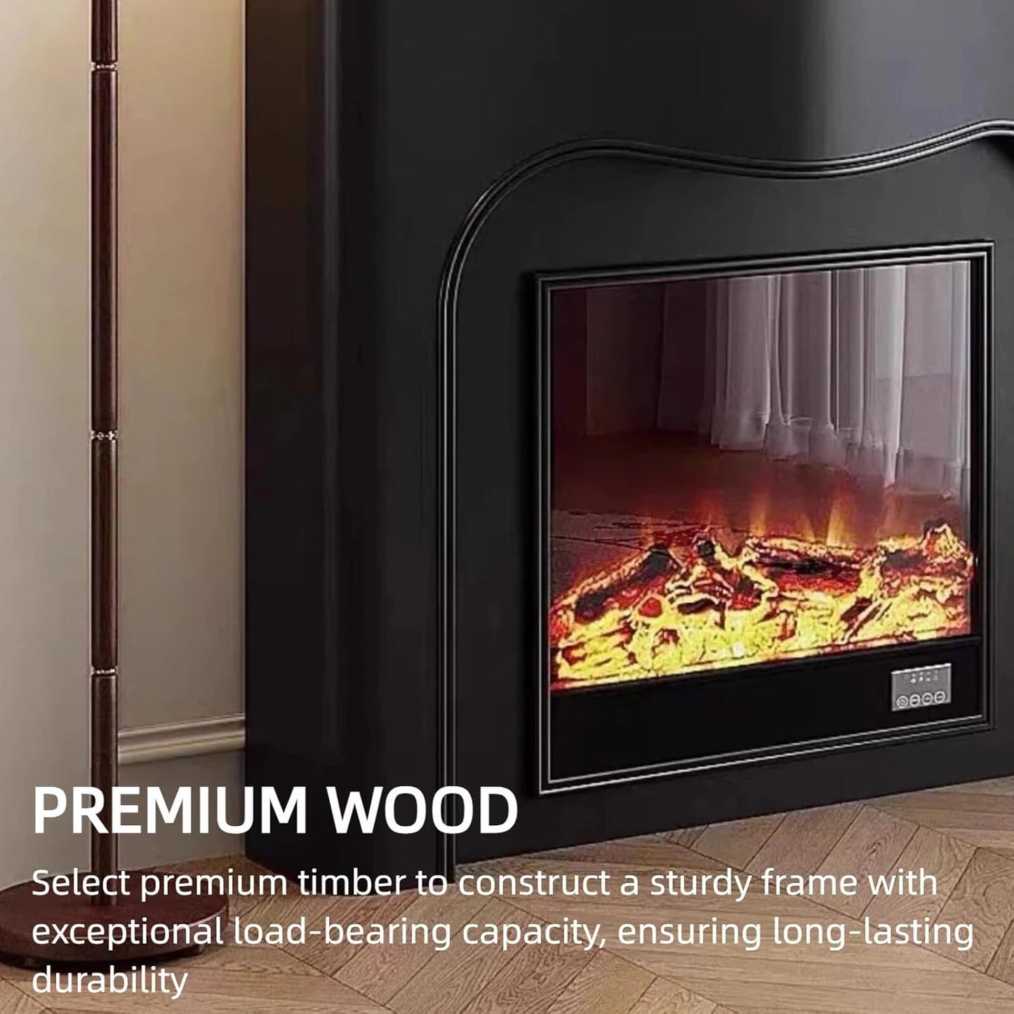 Aihm-Lon Elegant Electric Fireplace Includes Black Modern Wavy Design 42”