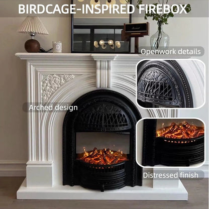 Aihm-Lon Vintage Electric Fireplace Includes Real Flame Insert and Heating Function 51”