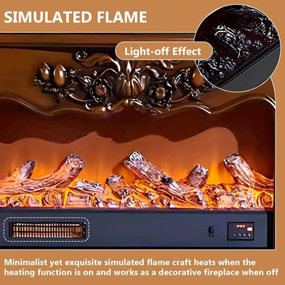 Aihm-Lon Luxury Electric Fireplace with Mantel Includes Vintage Carving 81”