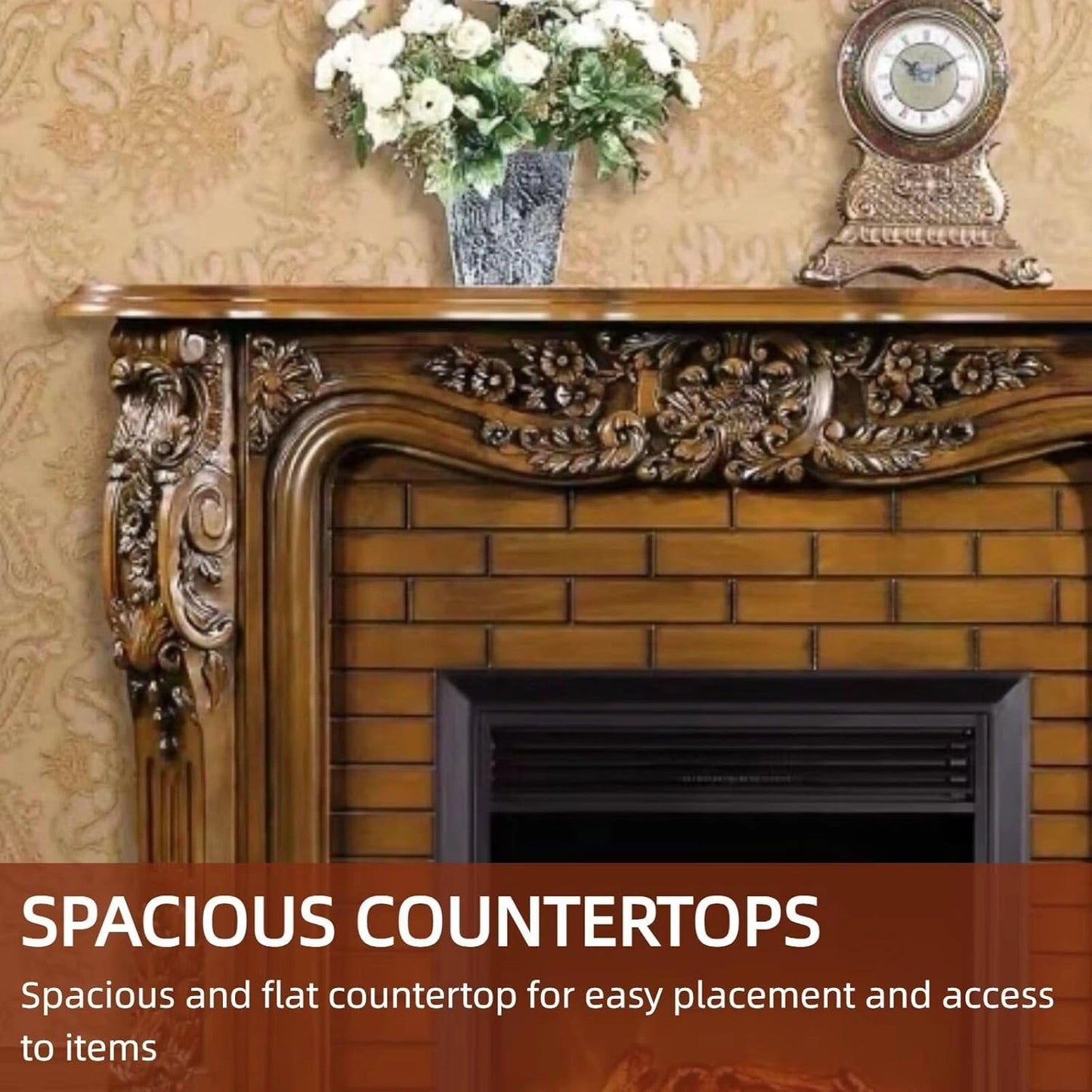 Aihm-Lon Brown Electric Fireplace with LED Simulated Flame 59”