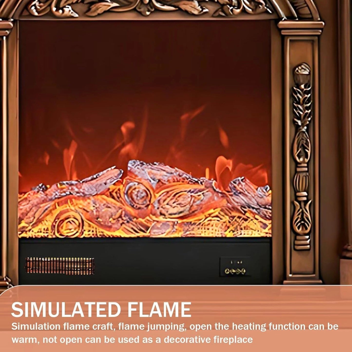 Aihm-Lon Elegant Electric Fireplace with Arched Carved Door Design 59”