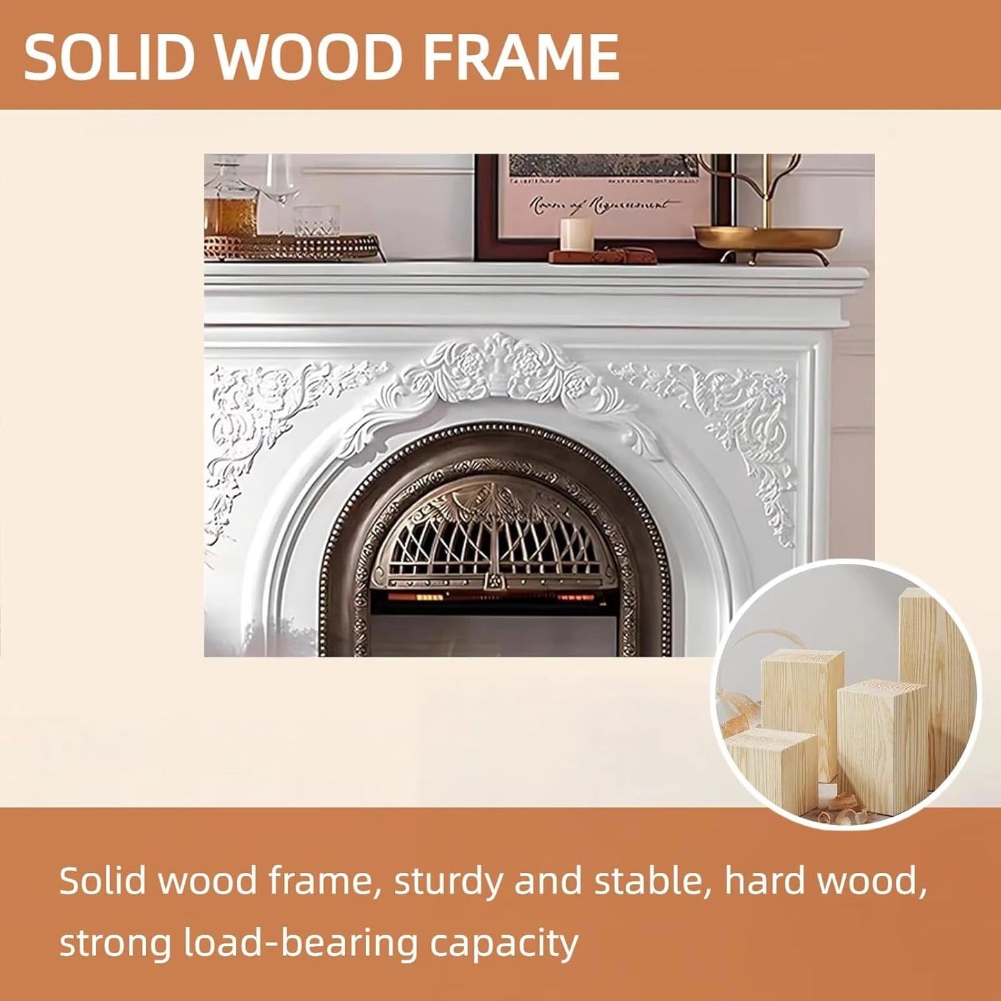 Aihm-Lon Freestanding Electric Fireplace Vintage Tall Chimenea TV Stand 51”