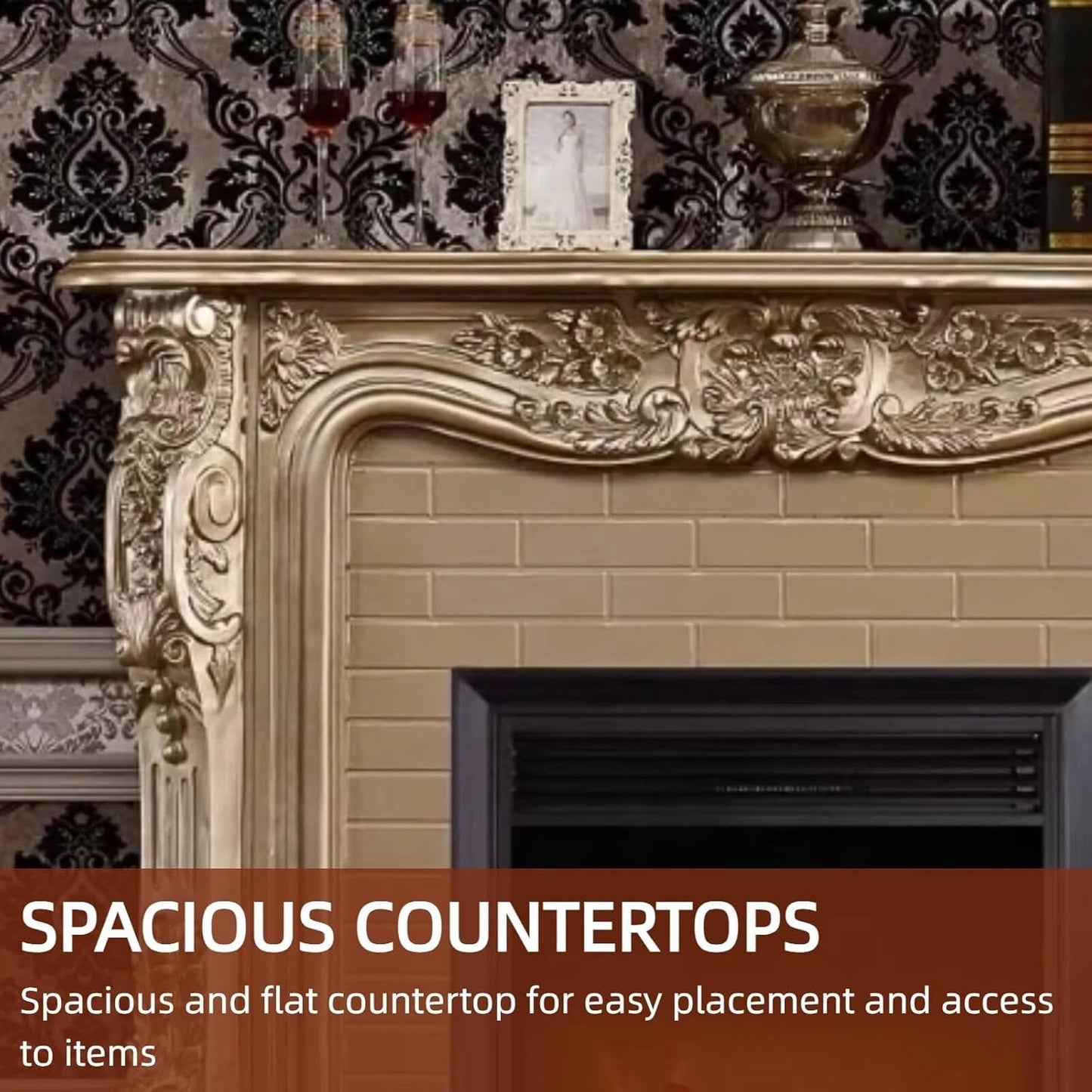 Aihm-Lon Brown Electric Fireplace with LED Simulated Flame 59”