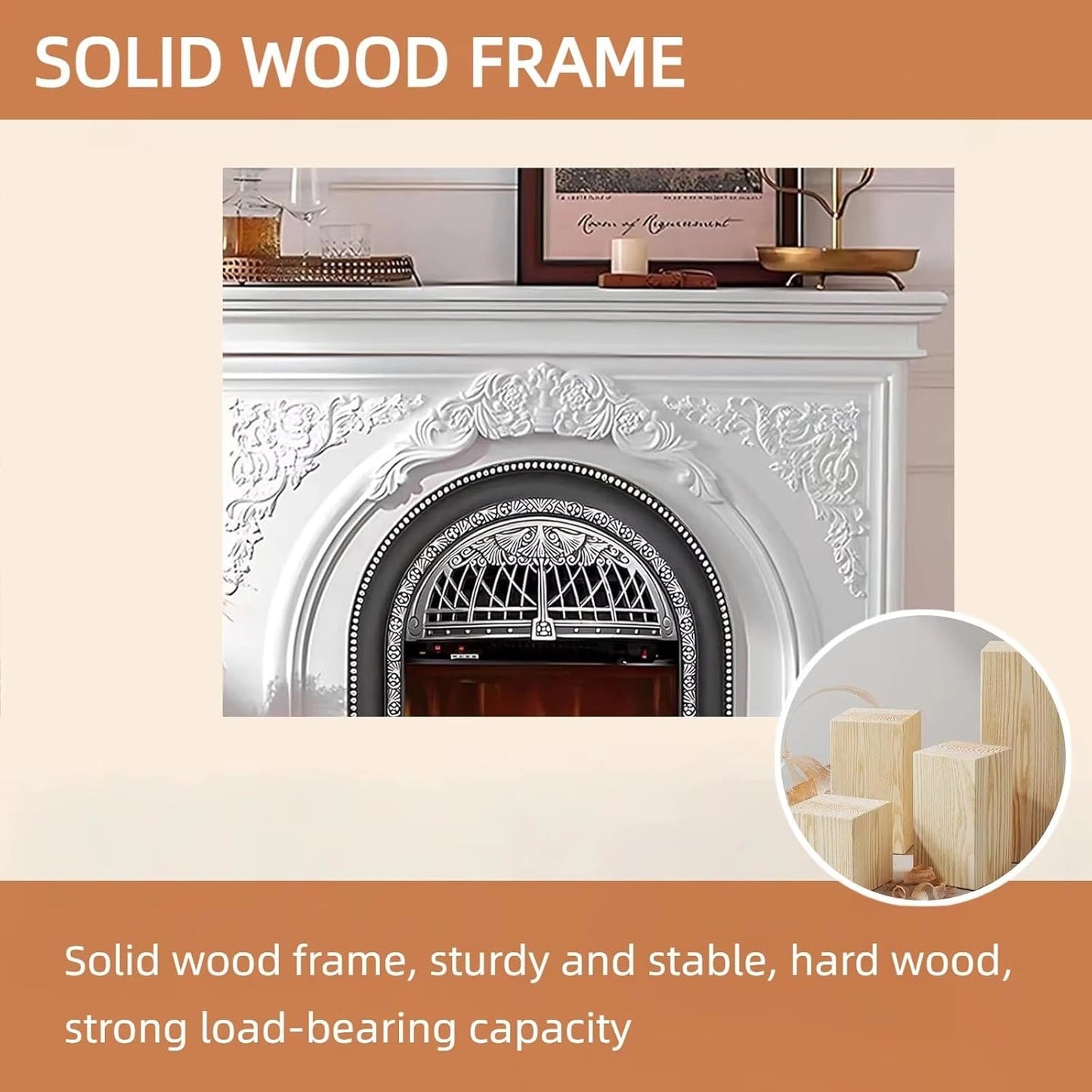 Aihm-Lon Freestanding Electric Fireplace Vintage Tall Chimenea TV Stand 51”