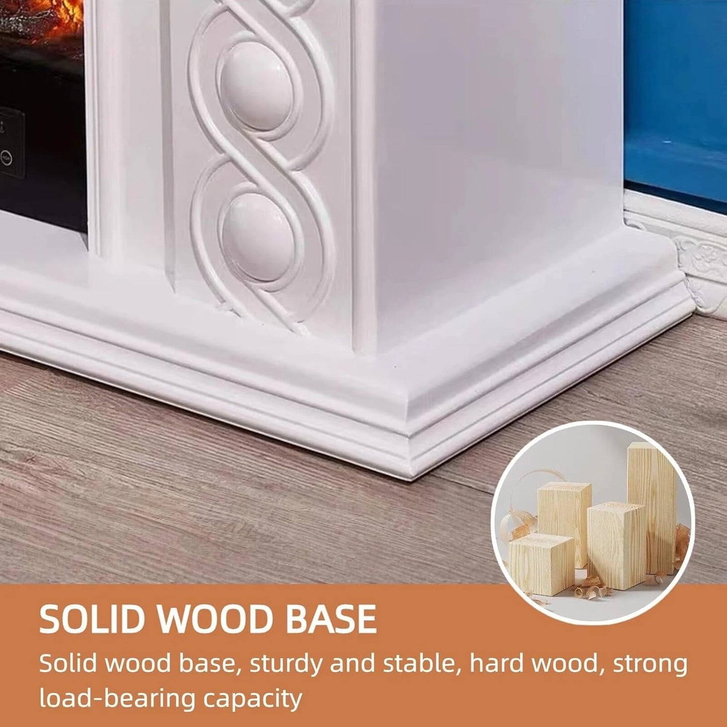 Aihm-Lon Vintage Electric Fireplace with Twisted Rope Pattern 79”