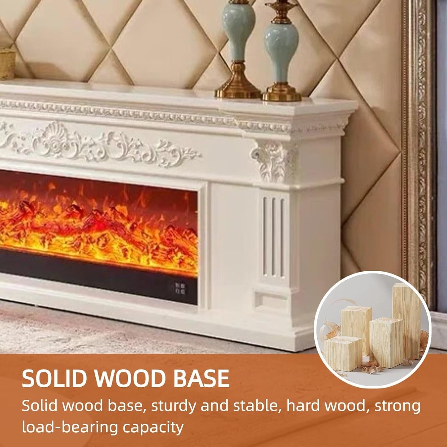 Aihm-Lon White Electric Fireplace with Decorative Flame 79”