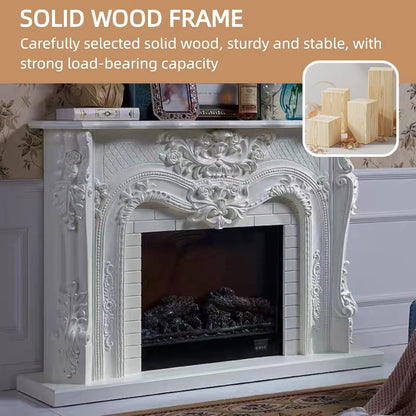 Aihm-Lon Retro Electric Fireplace Includes White European Faux Bricks 59”