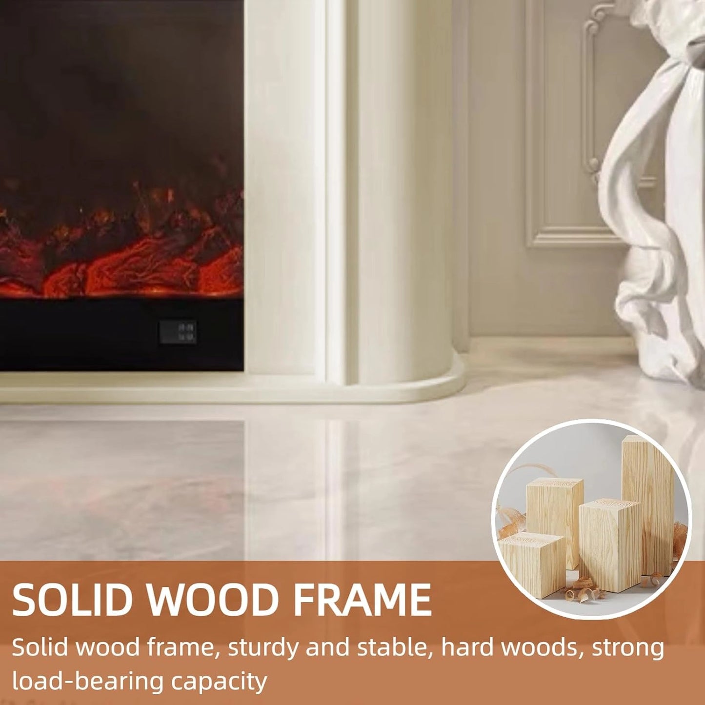 Aihm-Lon Modern Electric Fireplace Curved Corner and Simple Countertop 47”-79”