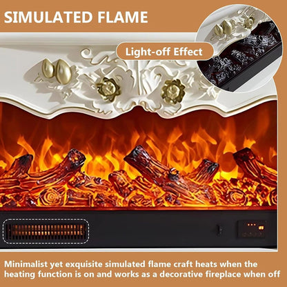 Aihm-Lon Luxury Electric Fireplace with Mantel Includes Vintage Carving 81”