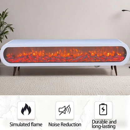 Aihm-Lon Indoor Electric Fireplace White Modern Style with Decorative Faux Flame 79”