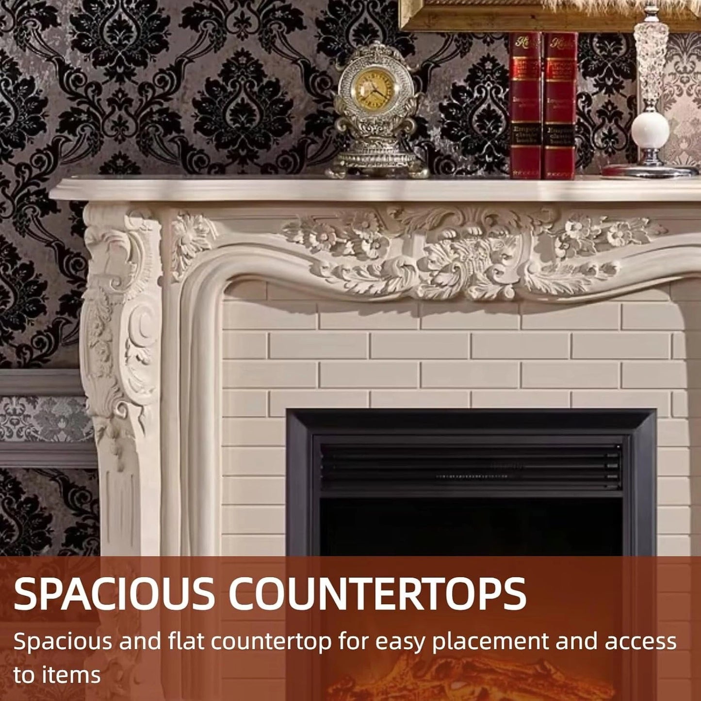 Aihm-Lon Brown Electric Fireplace with LED Simulated Flame 59”