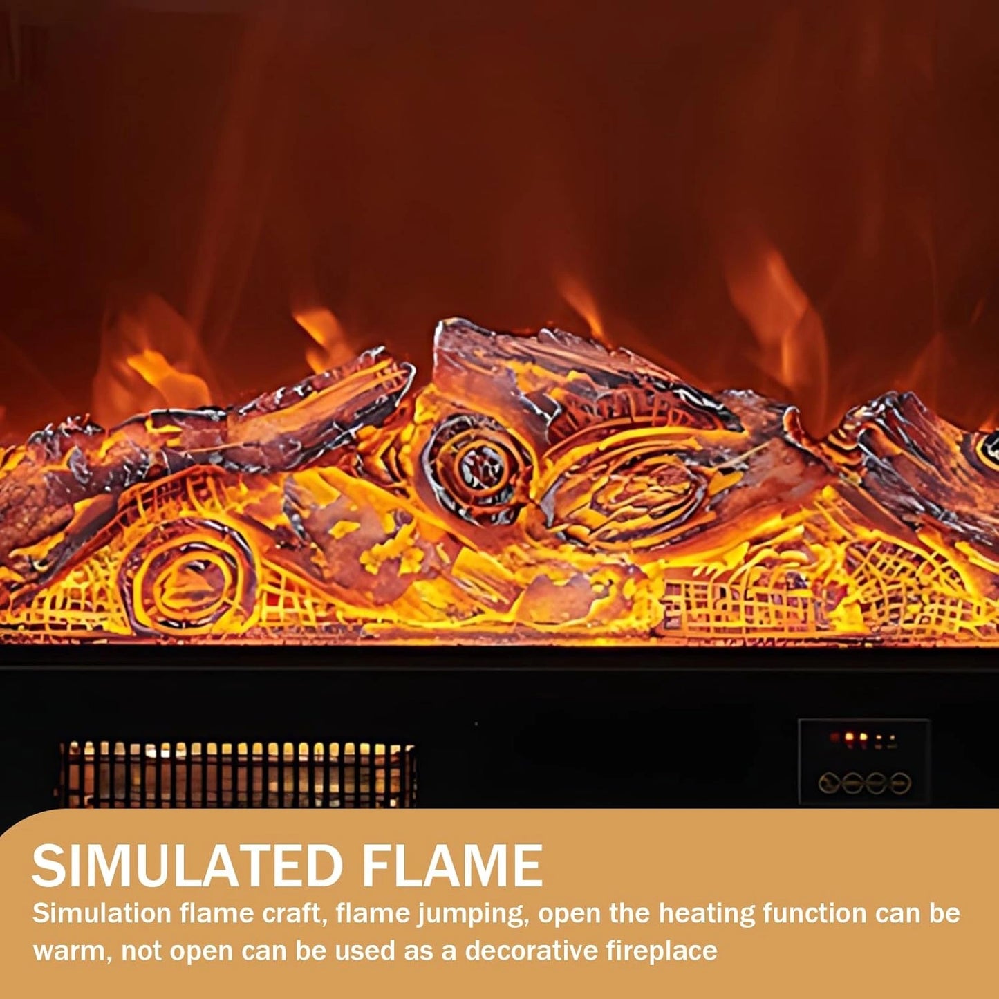 Aihm-Lon Electric Fireplace Includes Retro Brick and Side Carving Design 59”