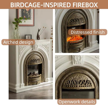 Aihm-Lon Electric Fireplace with Mantel Includes Arched Birdcage 43”-59”