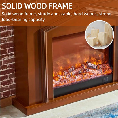 Aihm-Lon Brown Electric Fireplace Roof Shape 47”-59”
