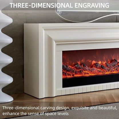 Aihm-Lon White Electric Fireplace with Ambient Light 79”