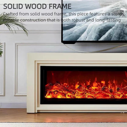 Aihm-Lon Electric Fireplace Includes White Modern Layered Line Design 63”-79”