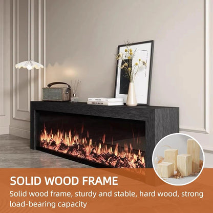 Aihm-Lon Modern Electric Fireplace Includes Wood Grain with Decorative Flame 79”