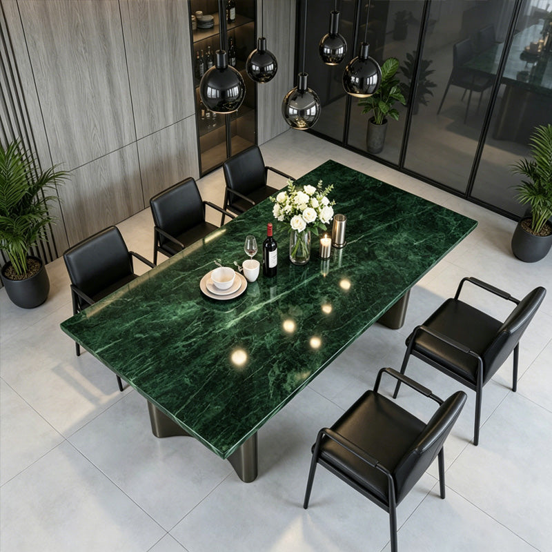 56" Luxury Dinning Table for 4-6 People (Polished Green Slate Countertop)