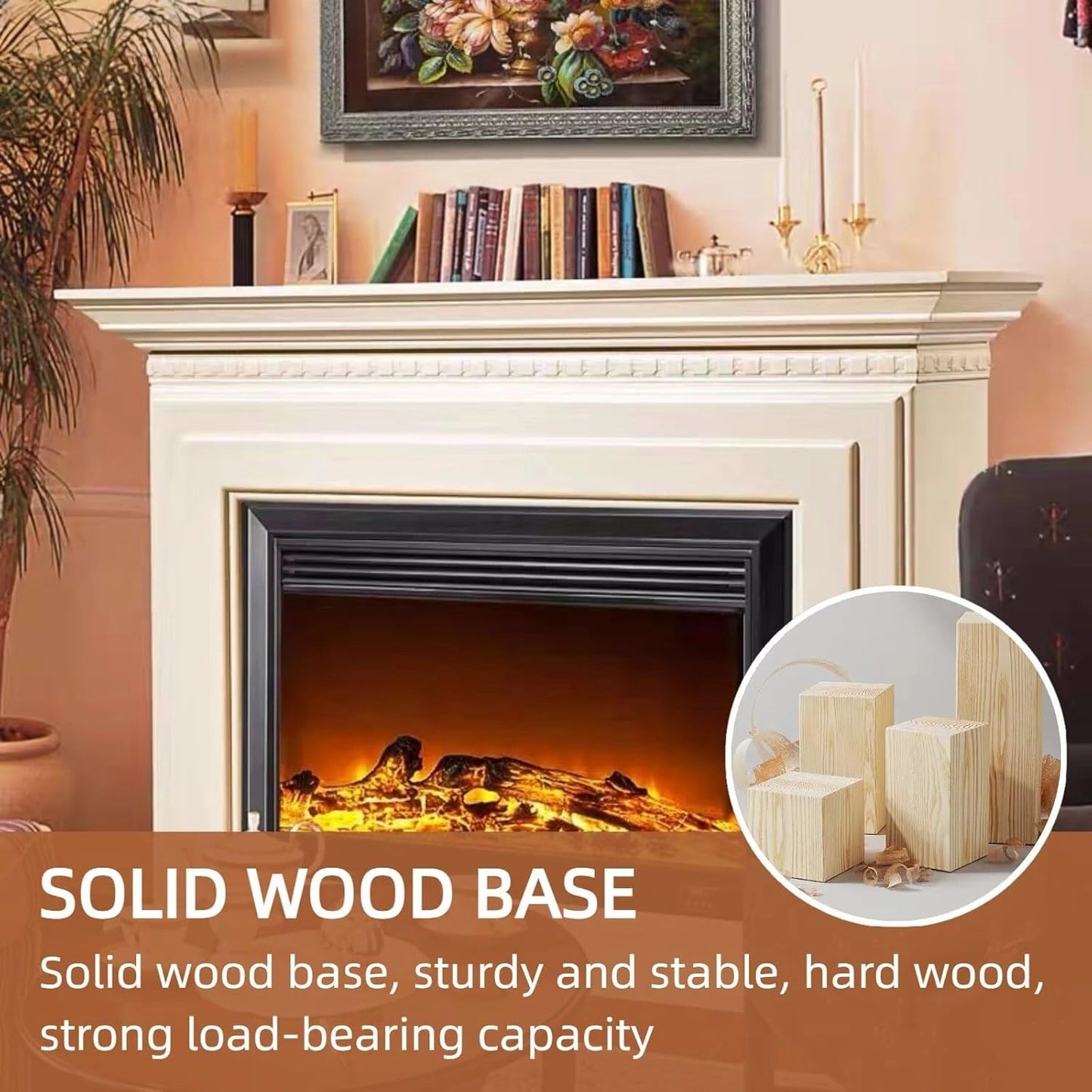 Aihm-Lon Indoor Electric Fireplace White Faux Chimenea TV Stand 73”