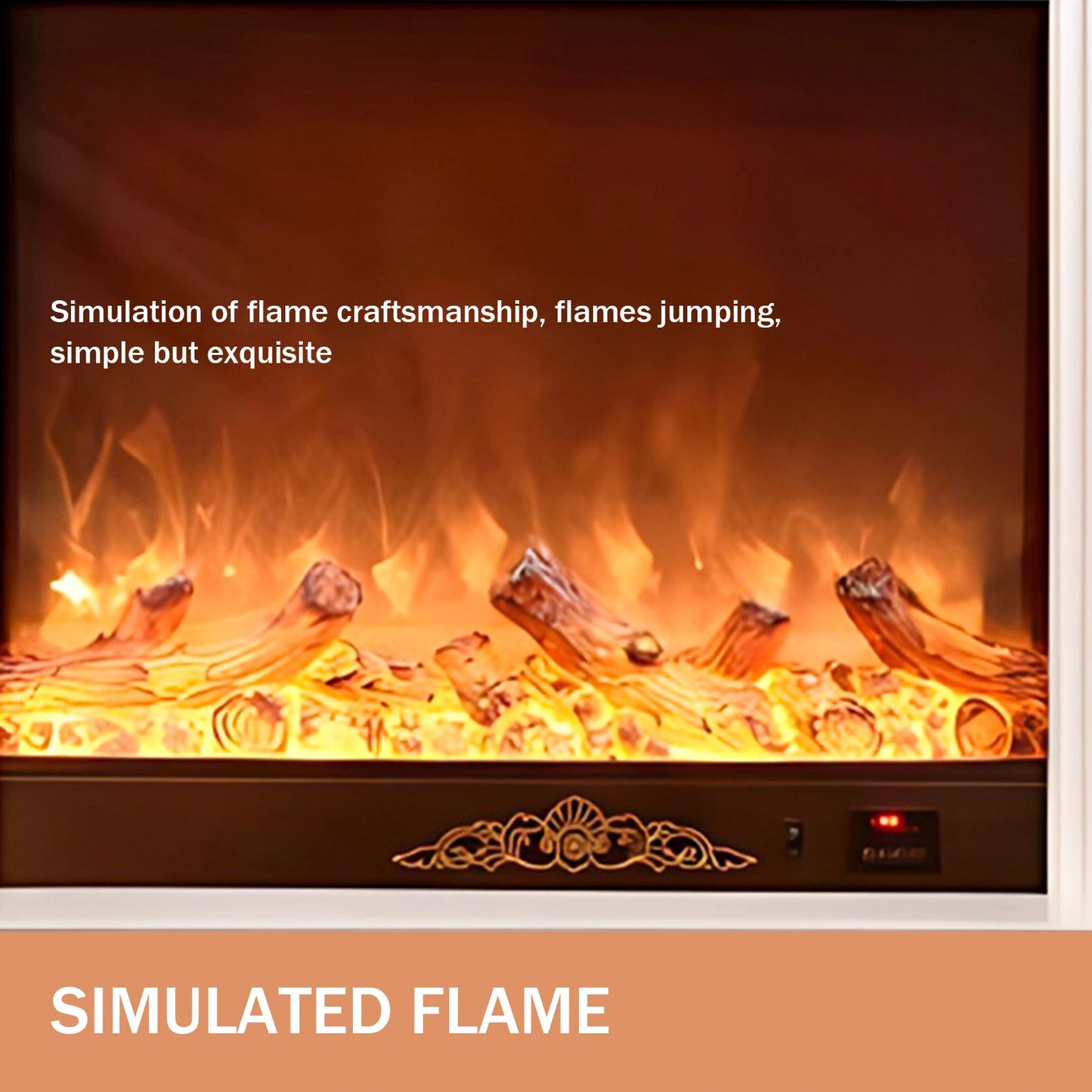 Aihm-Lon Freestanding Electric Fireplace Includes Modern Flower Carving 87”