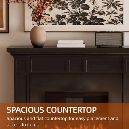 Aihm-Lon Black Electric Fireplace Faux Flame 3D Texture 47”-59”