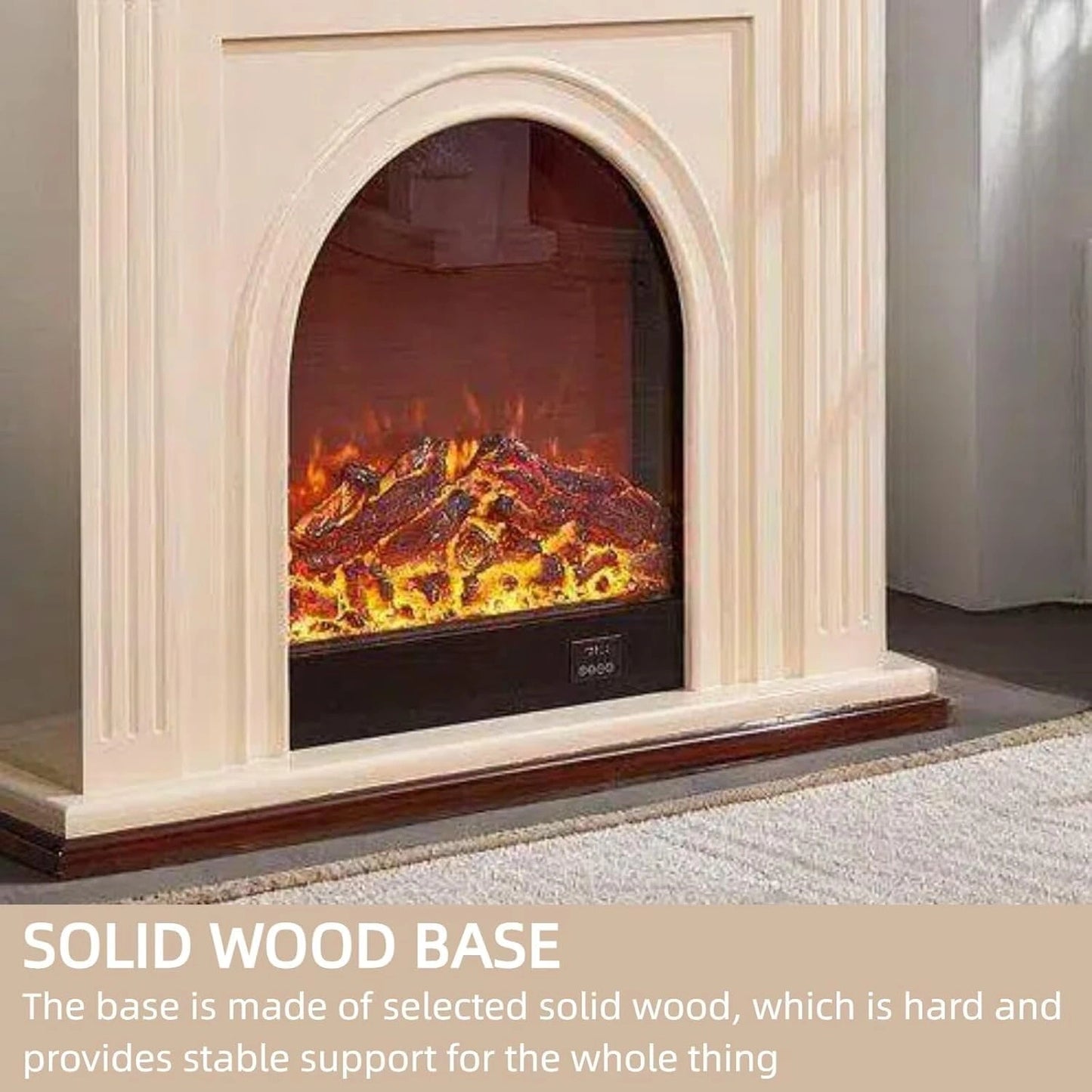 Aihm-Lon Tall Electric Fireplace Includes 3D Floral Carving & Arched Firebox 47”