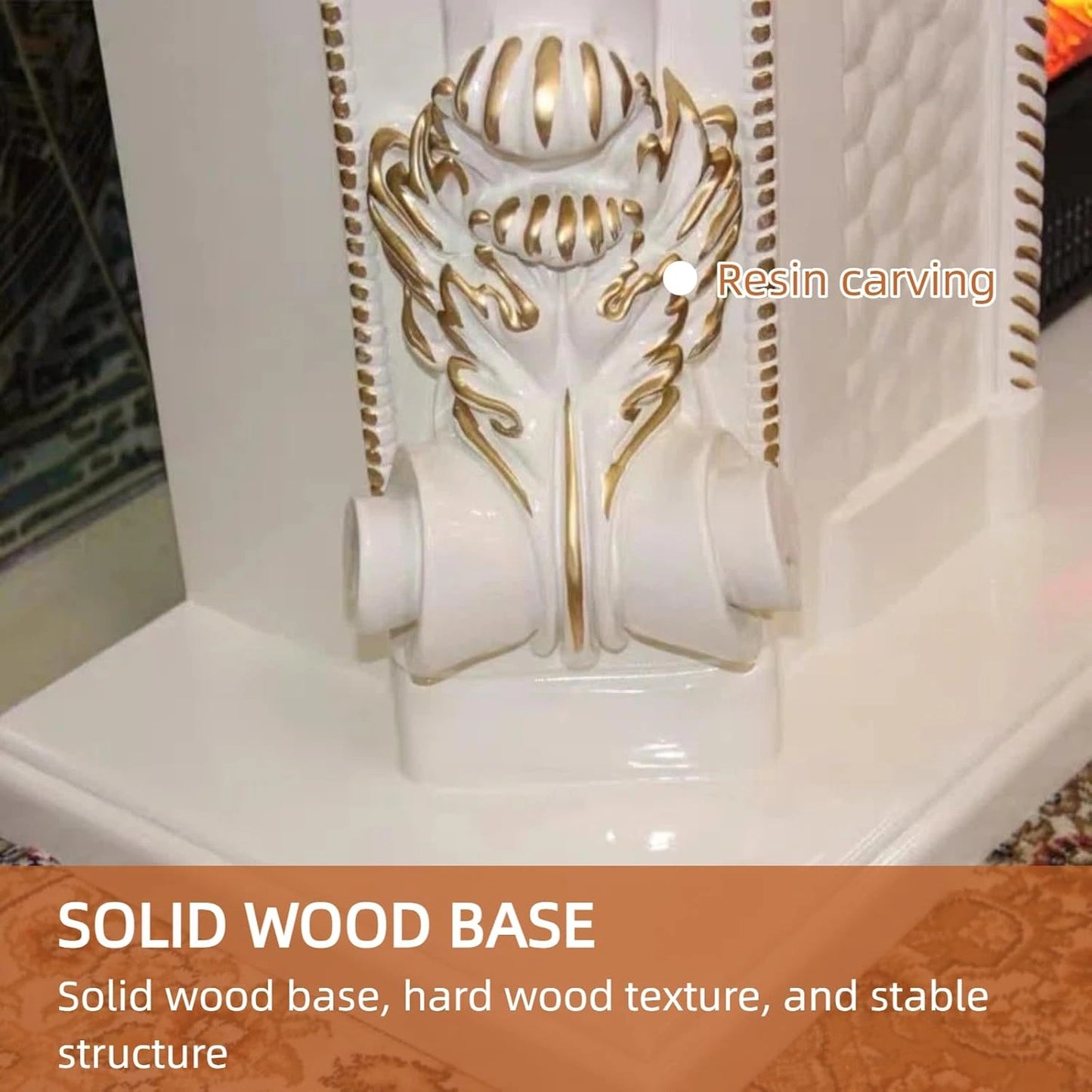 Aihm-Lon Electric Fireplace Includes 3D Texture with White Luxury Arched Frame 71”