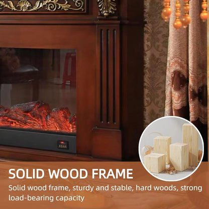 Aihm-Lon Indoor Electric Fireplace Includes Realistic Flame and 3D Carving 59”