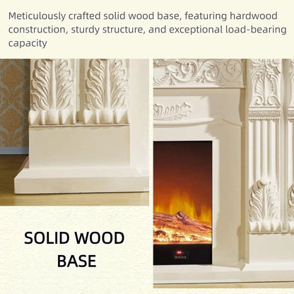 Aihm-Lon White Electric Fireplace with Decorative Real Flame Inserts 73”