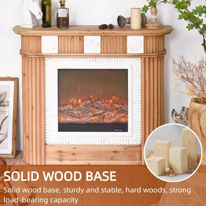 Aihm-Lon Brown Retro Electric Fireplace with Natural Texture 47”