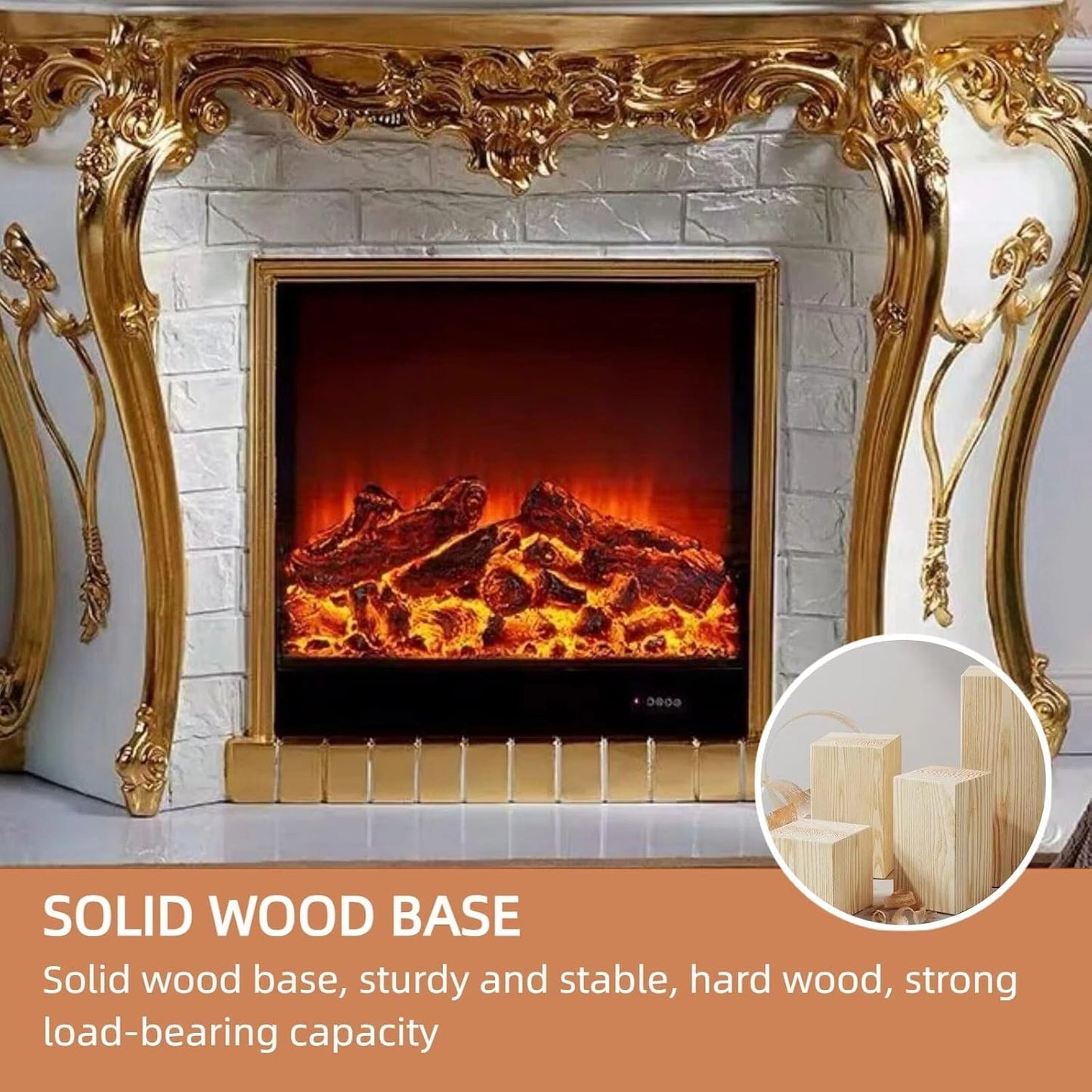 Aihm-Lon Electric Fireplace with Exquisite Carving White Vintage Tall Chimenea TV Stand 57”