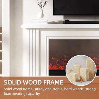 Aihm-Lon Electric Fireplace White Indoor Chimenea TV Stand 79”