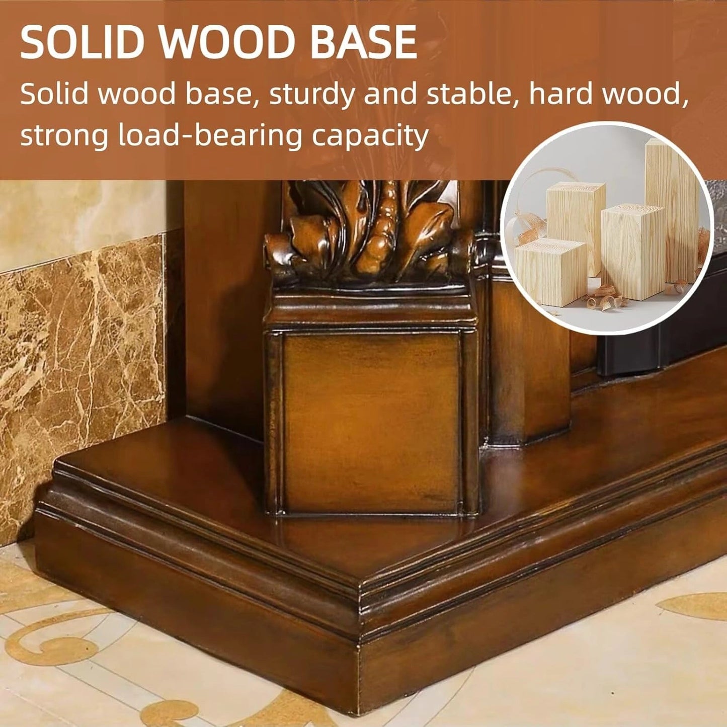 Aihm-Lon Electric Fireplace Brown Faux Chimenea TV Stand 65”